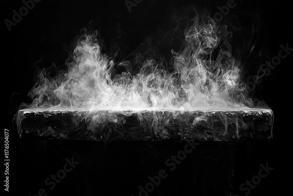 Fototapeta White natural steam smoke effect on solid black background with abstract blur motion wave swirl use for overlay in vapor cigarette