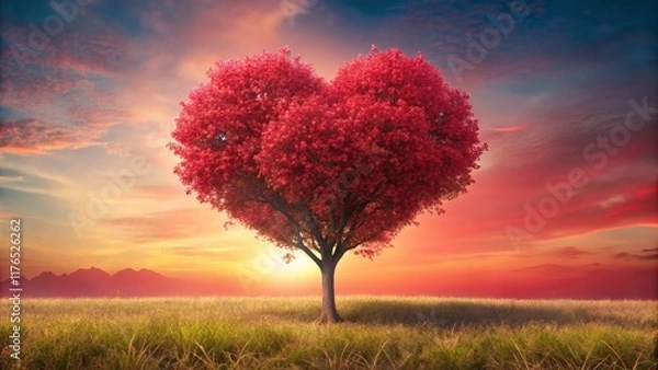 Fototapeta Tree in the shape of heart, valentines day background,
