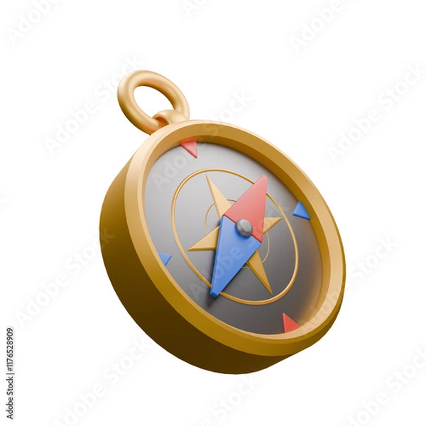 Obraz 3d icon render golden compass
