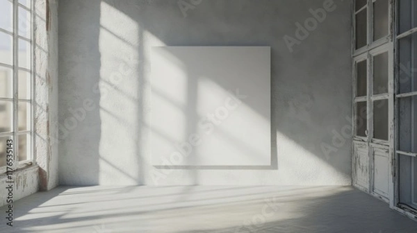 Fototapeta a blank picture frame in a room with a window