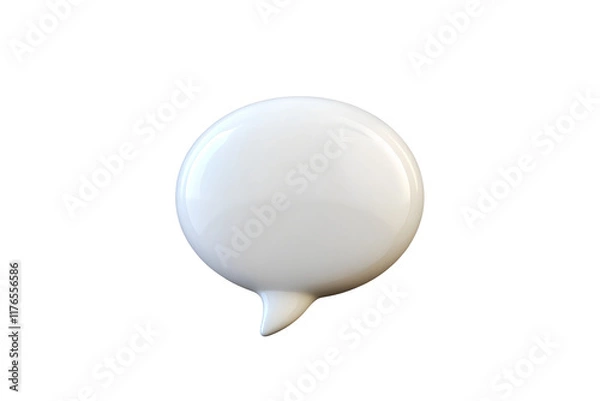 Fototapeta 3D Glossy White Speech Bubble on Transparent Background - Digital Dialogue Icon