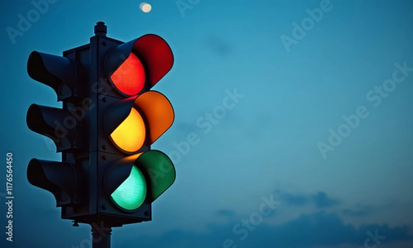 Fototapeta Traffic lights control on teal background, Generative Ai