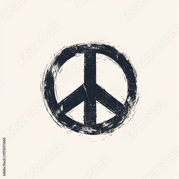 Obraz Grunge peace symbol, distressed graphic design.
