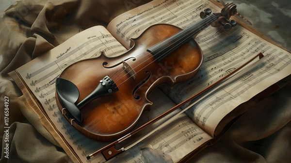 Obraz Elegant Violin and Bow