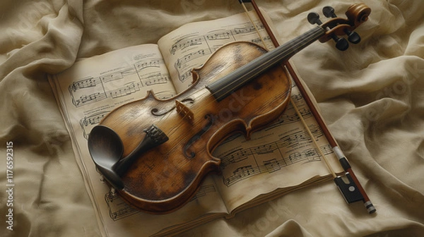 Obraz Elegant Violin and Bow