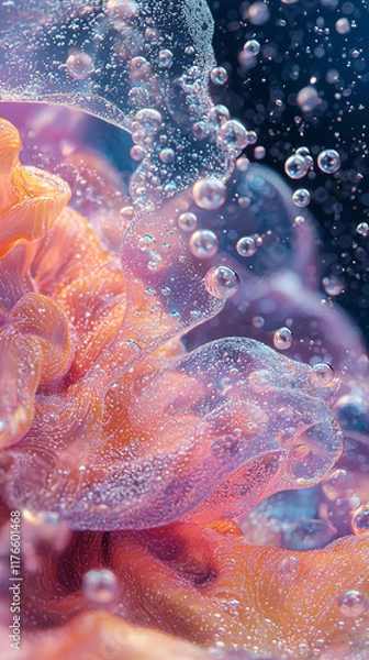 Obraz Abstract Bubbles  Liquid  Macro  Colorful  Pink  Orange  Fluid Art  Background
