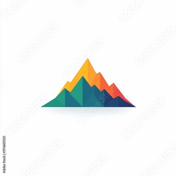 Obraz Abstract colorful mountain logo. Geometric shapes representing a mountain range with gradient colors.