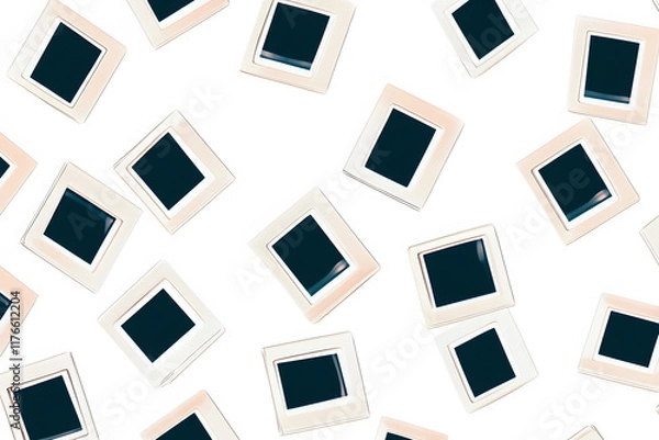 Fototapeta フィルムスライドが散らばったクラシックなレトロ背景