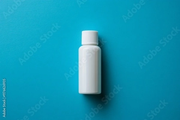 Fototapeta White bottle on blue background; product mockup