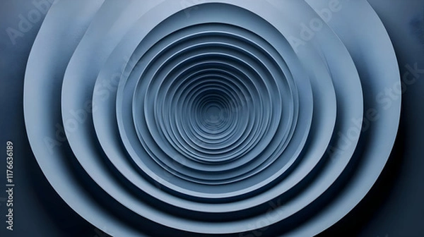 Fototapeta Abstract 3D Blue Concentric Circles Background Image