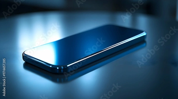 Fototapeta Sleek Blue Smartphone 3D Render