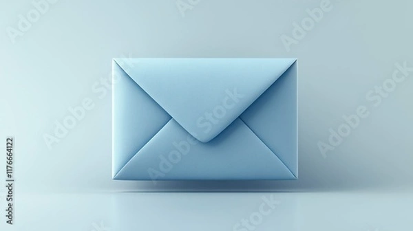 Fototapeta Light blue, 3D rendered envelope icon on a light blue background.