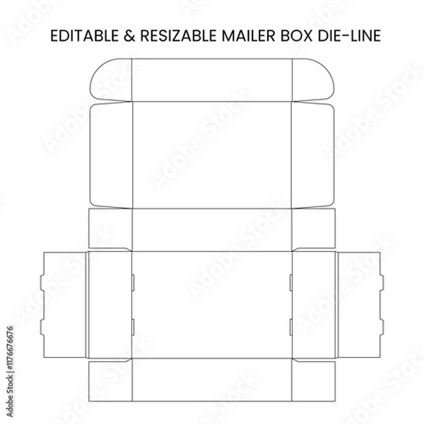 Obraz Editable and resizable mailer box die-line template