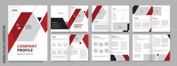 Fototapeta company profile design brochure, creative design 12 pages company brochure layout, multipurpose template with cover modern and trendy design template