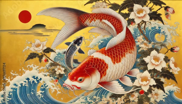 Obraz 日本画／錦鯉