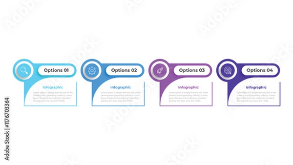 Fototapeta Timeline infographic template. 4 Step timeline journey, calendar Flat simple infographics design template. presentation graph. Business concept with 4 options, vector illustration.
