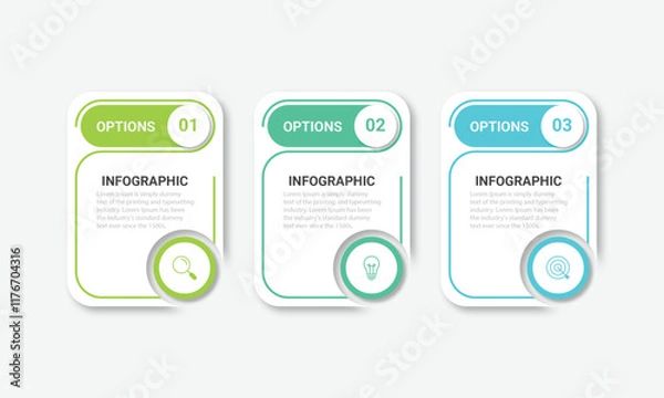 Fototapeta Business infographic template. Thin line design label with icon and 3 options, steps or processes.
