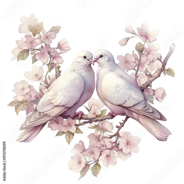 Obraz two doves with flower