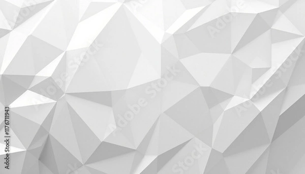Fototapeta Abstract White Geometric Low-Poly Design: Textured Triangles