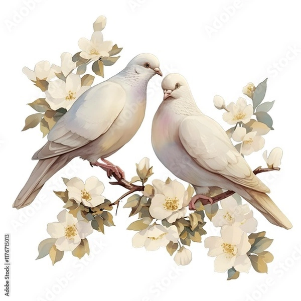 Obraz two doves with flower