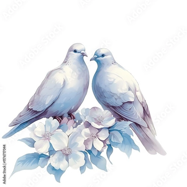 Obraz two doves with flower