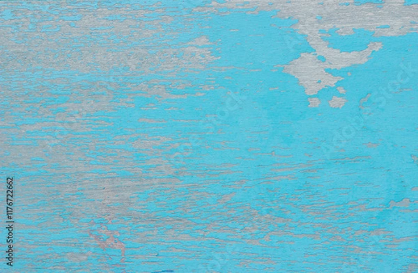 Fototapeta Old grunge wood plank texture background. Vintage blue and white peeling wooden board wall have antique cracking style object for furniture design. Painted weathered table woodworking hardwoods empty.