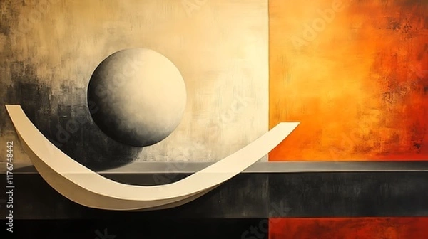 Obraz Harmony in Motion: A Dynamic Blend of Straight Lines and Soft Curves in Abstract Design