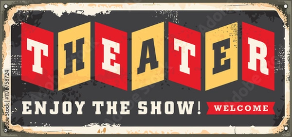 Obraz Theater retro sign design. Cinema vector advertisement.