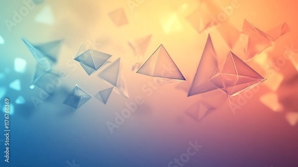 Obraz Ethereal Geometry: A Series of Transparent Floating Triangles on a Soft Gradient Background