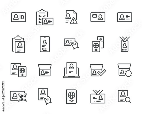 Fototapeta Simple Line Icons: Passport, ID, and Applications