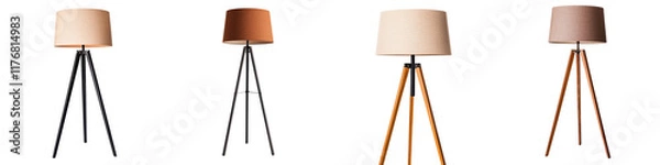 Fototapeta Elegant and modern minimalist table lamps in various tripod stand designs creating cozy and ambient illumination for contemporary living rooms home offices and residential interiors