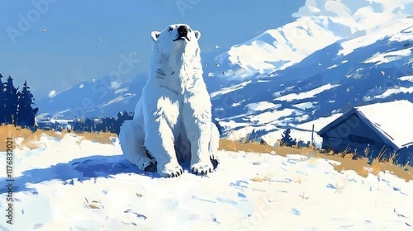 Fototapeta Scenic wildlife background featuring bears in their natural habitat.