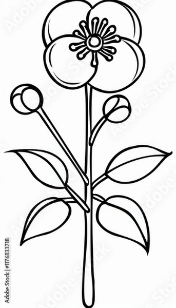 Fototapeta A simple line art drawing of a tea flower. Suitable for tea-related branding, packaging, or educational materials.