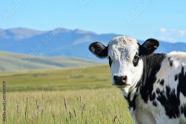 Obraz Beautiful composition spring and cow. Valentine's Day, Easter, Birthday, Happy Women's Day, Mother's Day.
Flat lay, top view, cow