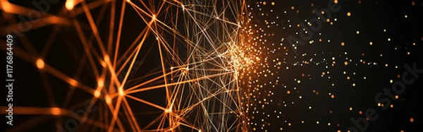 Fototapeta Radiant Golden Connections in a Futuristic Abstract Network