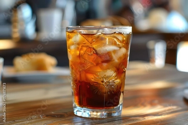 Fototapeta Refreshing cold brew with a hint of sweetness with ice cube