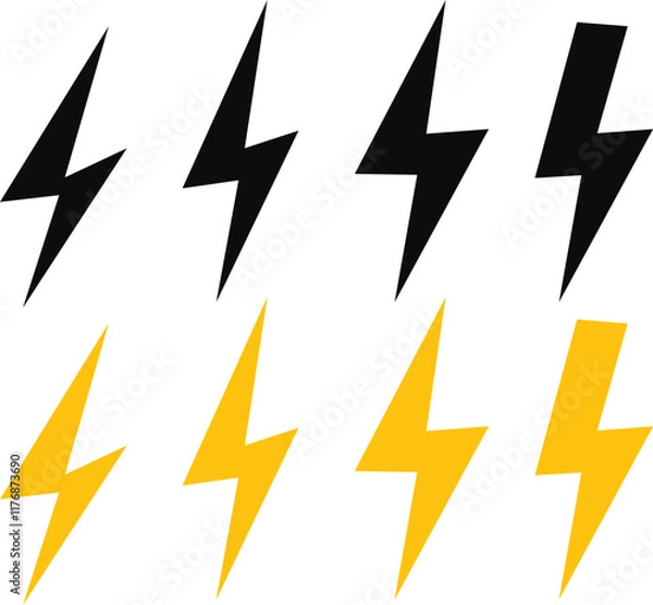 Fototapeta flash thunder power icon set. Flash lightning bolt symbol. Energy power sign
