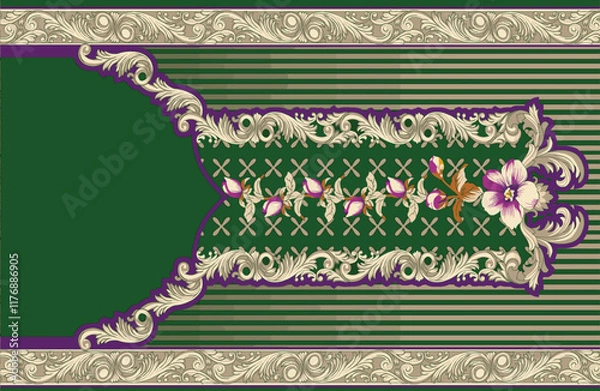 Fototapeta Seamless Border paired with ethnic details, bringing timeless elegance to textiles and wallpaper.