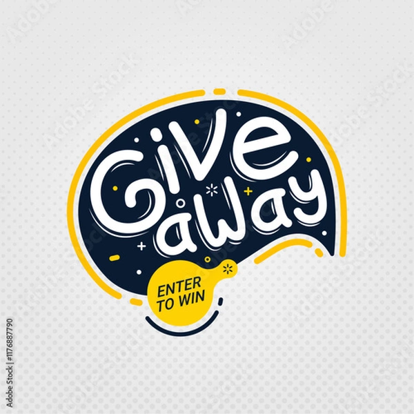 Fototapeta Giveaway and enter to win banner sign design template vector illustration can be used for posters, brochures, flyers and social media banner promotion.

