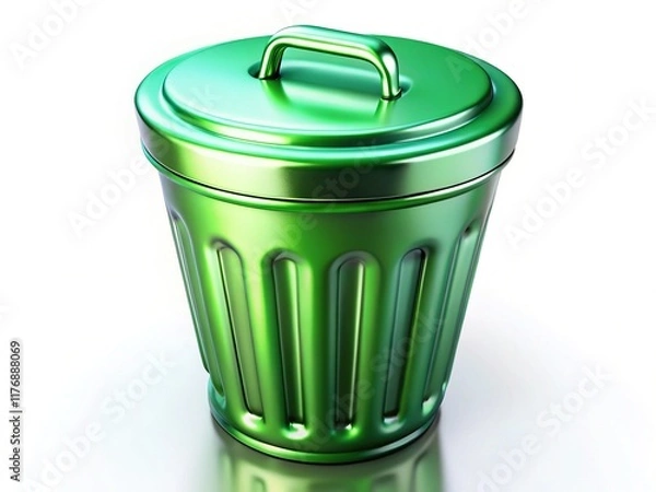 Fototapeta Macro Close-up of a Trash Can Sign Isolated on White Background