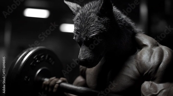 Obraz The Wolf's Workout: A Monochromatic Strength