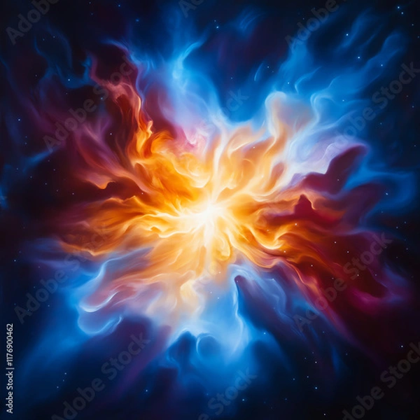 Fototapeta A mesmerizing explosion of colors and energy depicting the beauty of the cosmos and stellar phenomena.