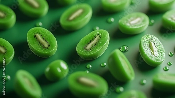 Fototapeta Juicy Kiwi Slices, Fresh Fruit Delight