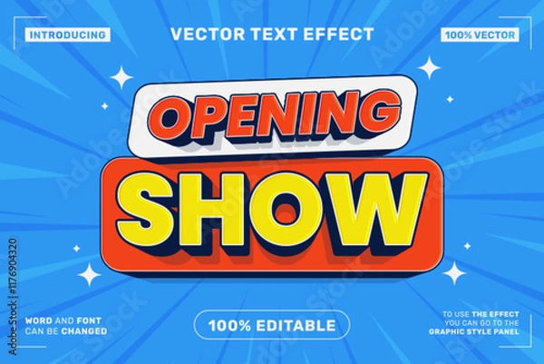 Obraz Editable text effect Opening Show 3d Cartoon template style premium vector