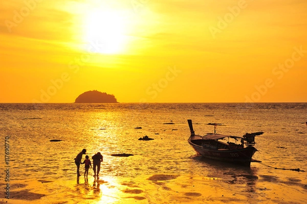 Fototapeta Beach on Tropical Islands at Sunrise