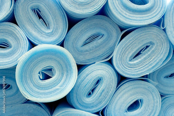 Obraz Large rolls of green PVC polymer underlay for parquet and laminate flooring