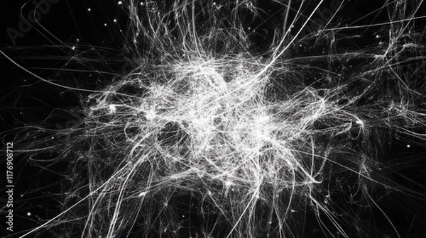 Obraz Intricate Abstract Spider Web Design: A Black and White Artistic Masterpiece