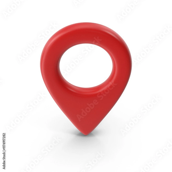 Fototapeta 3d Red location pin 3d icon isolated on white