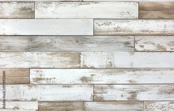 Fototapeta A white distressed wood background with a rustic feel, perfect for adding warmth and character to your design projects.