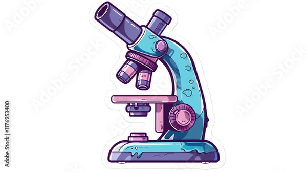 Fototapeta circular peeling sticker cartoon science microscope isolated on a transparent background